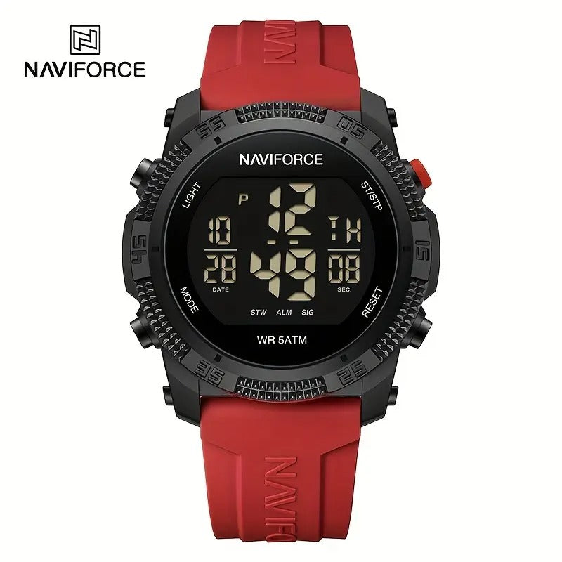 AVIFORCE Men'S Digital Sports Watch - Black with Green Accents, Waterproof, Date Display, Stopwatch Function, Rubber Strap