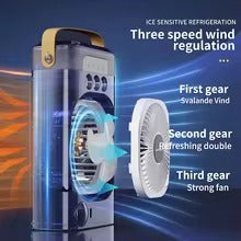 Portable air conditioning fan household 5000 mA desk humidifier small fan office three hole spray fan with color night light