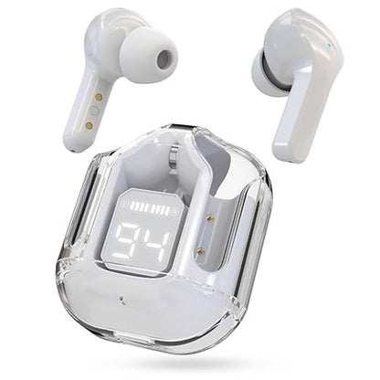 Air 31 TWS Wireless Earbuds – Transparent Bluetooth Earbuds, Airpods Style, Noise-Canceling, Premium Sound Quality with Free Pouch & Lanyard