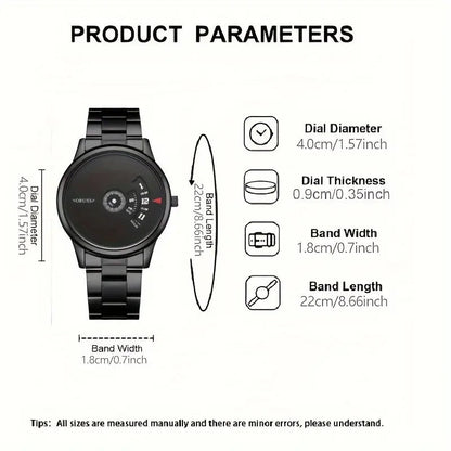 Men's Black Fashion Students Cool Watch, Shining top glass and velvet padding