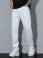 1pc American High Street Style White Loose-Fit Jeans, Fashionable Versatile Pants