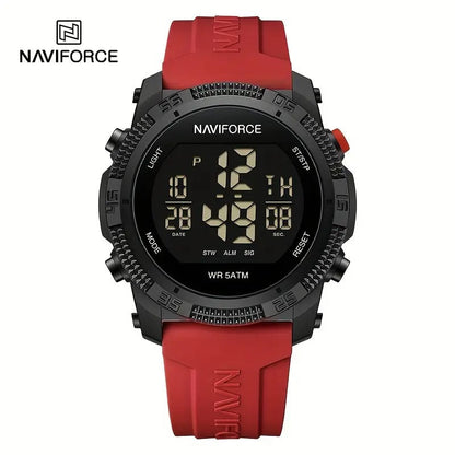 AVIFORCE Men'S Digital Sports Watch - Black with Green Accents, Waterproof, Date Display, Stopwatch Function, Rubber Strap