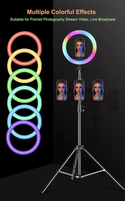 MJ36 14.1" RGB LED Ring Light – Multi-Color with Phone Clip (Stand Not Included)