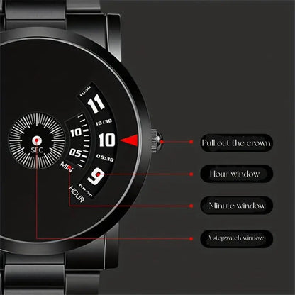 Men's Black Fashion Students Cool Watch, Shining top glass and velvet padding