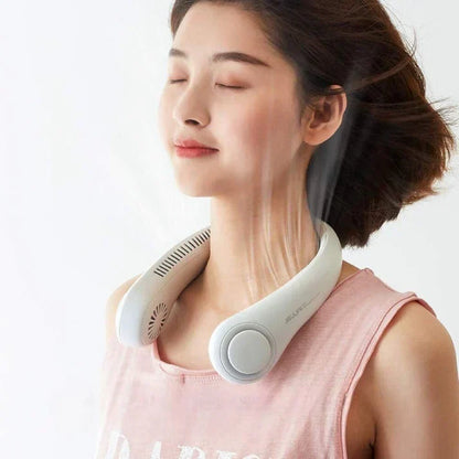 Portable neck hanging fan wearable