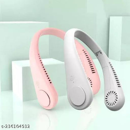 Portable neck hanging fan wearable
